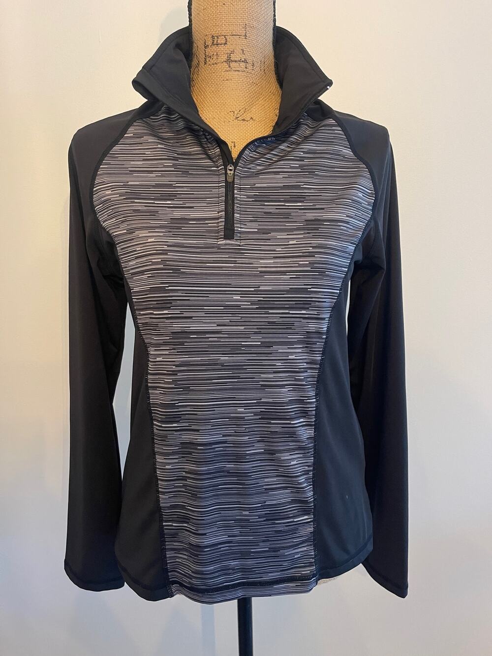 Everlast Sport Black Gray Quarter Zip Pull Over Size Small